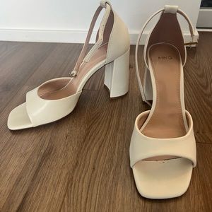 White Mango Block Heels